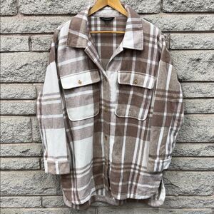 Banana Republic Tan and Cream Plaid Jacket XL
